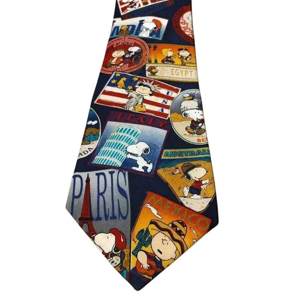 Vintage Peanuts Charlie Brown and Gang World Vacation Men's Tie